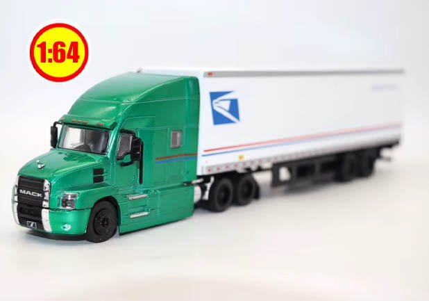 MACK ANTHEM TRAILER CON CONTENEDOR VERDE USPS GREENLIGHT 1/64